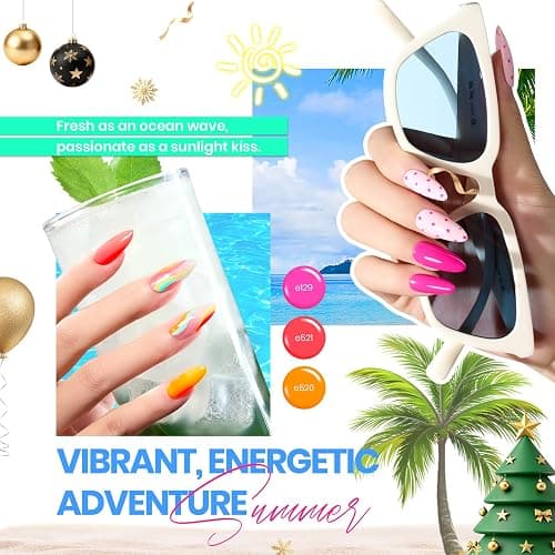 beetles Gel Polish Vivid Seasons, Winter Gel Nail Polish Set, 36 Colors Yellow Burgundy Purple Pink Jelly Shades, 45pcs with Base & Top Coat, UV LED Soak Off DIY Salon Set, Gift for Women & Girls thumbnail 5