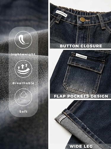 Handfrog Women Baggy Jeans Low-Mid Rise Denim Pants with Pockets Y2k 90s Jeans for Girls thumbnail 6