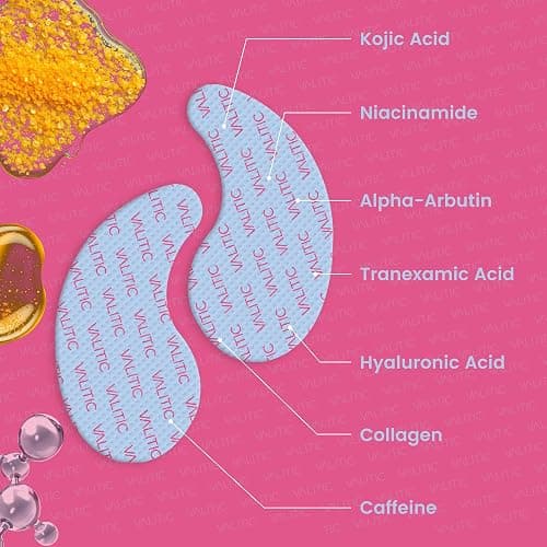 VALITIC Kojic Acid Under Eye Masks - Brightening Under Eye Patches Travel Essentials for Women and Men - Fades Dark Circles and Reduces Puffy Eyes - with Niacinamide, Collagen and Caffeine - 6 Pack thumbnail 4