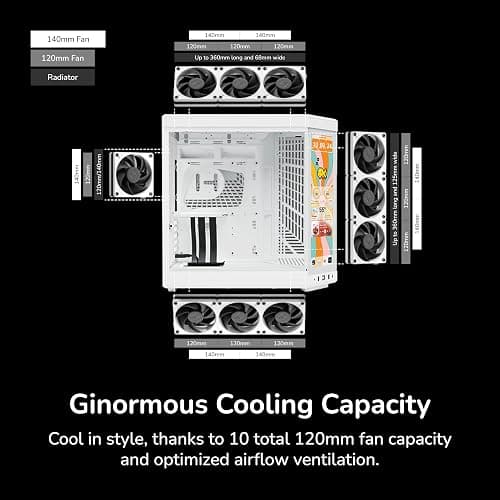 Hyte Y70 Touch Infinite Dual Chamber ATX Mid Tower Modern Aesthetic Case with Integrated 2.5K LCD Touchscreen - Snow White thumbnail 7