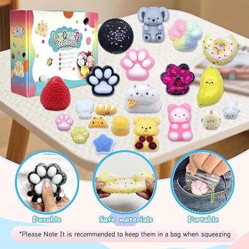 21Pcs Taba Squishy Pack Fidget Toys, Taba Squishies Party Favors, Squeeze Toys, 6 7 8 9 10 11 12 Year Old Girl Birthday Gift, Easter Gifts, Fidgets for Kids Square Squishy (12 Big + 9 Small) thumbnail 4