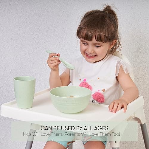 Wheat Straw Dinnerware Sets | Unbreakable Dinnerware Sets | Dishwasher Microwave Safe Dinnerware | Eco Friendly Non Breakable Dinnerware Sets | RV Outdoor Camping (Green, Service for 4 (28 pcs)) - Service for 4 (28 pcs) - Green thumbnail 5
