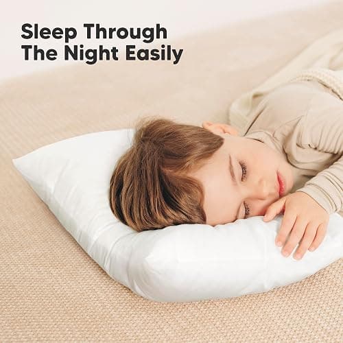 KeaBabies 2pk Toddler Pillows 2 Year Old to 5,13x18 Kids Pillow(Soft White) | Soft Organic Cotton Kids Pillow for Sleeping, Travel, School, Daycare, Nap, Toddler Bed, Machine Washable, Without Pillowcase thumbnail 7