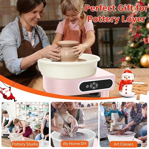 MZOKUU Pottery Wheel for Adults, 10 Inch Ceramic Wheel Forming Machine with LCD Touch Screen 50-320RPM Speed Adjustable and Foot Pedal Detachable Basin, Home DIY & Art Craft, Pink thumbnail 5