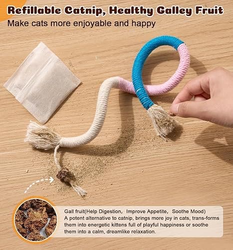 Dgerp Cat Chew Ropes 4Pcs, Cat Toys for Indoor Cats with Refillable Natural Catnip, Safe Teeth Cleaning Chew Toys, Interactive Kitten Nip Toys and All Breeds (19.5 Inches) thumbnail 5
