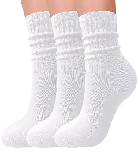 Elapse Space 3 Pairs Slouch Socks for Women Soft Mid Calf Rib Scrunch Crew Tube Socks - Image 1