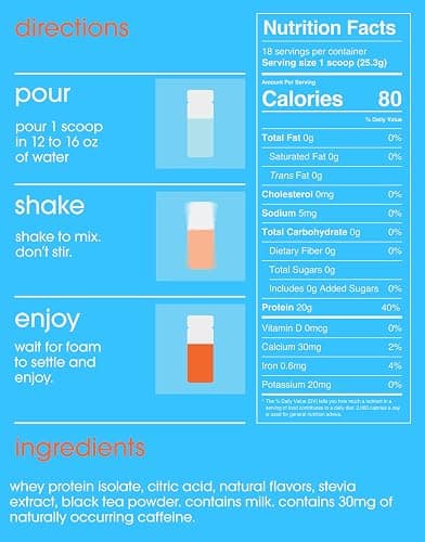 GRAMMS Clear Protein Powder | 20G Whey Isolate | Gluten Sugar Lactose Free | Peach Tea | 18 Servings thumbnail 2