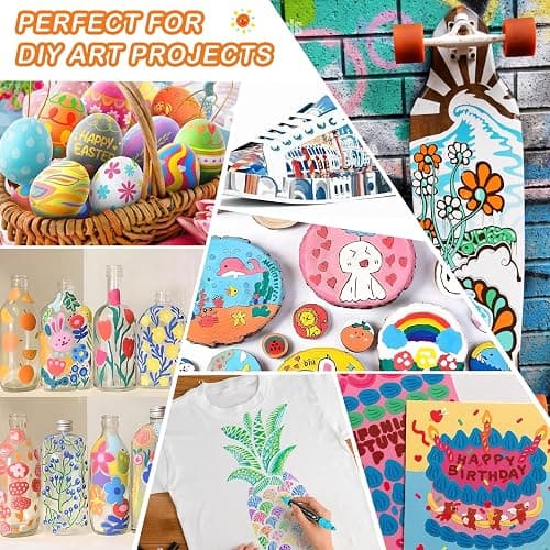 Acrylic Paint Pens Markers, 24 Colors Dual Tip Acrylic Paint Pens for Rock Painting, Wood, Canvas, Stone, Glass, Ceramic Surfaces, DIY Crafts Making Art Supplies (Round Tip and Fine Tip) thumbnail 7