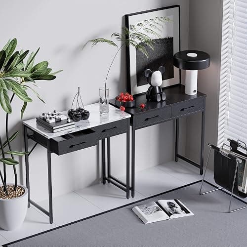 Pamray 32 Inch Small Computer Desk with 2 Drawers for Bedroom Study Writing Home Office Table for Small Spaces Black thumbnail 4