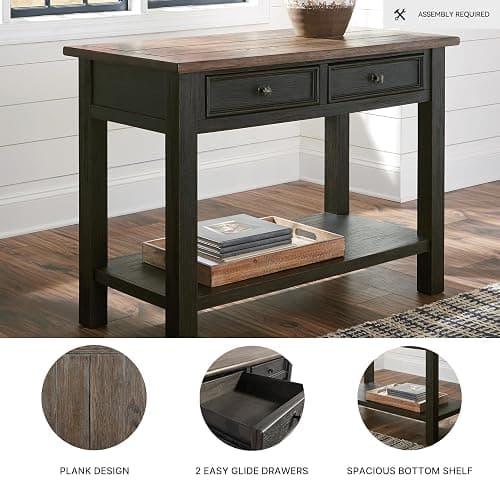 Signature Design by Ashley Tyler Creek Modern Farmhouse Sofa Table, Brown & Black thumbnail 4