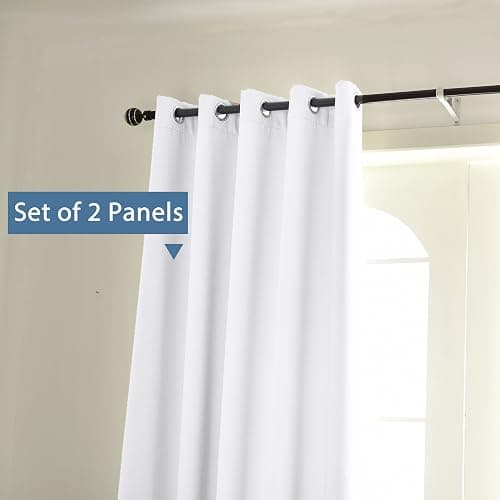 Room Darkening Curtain Panels Pure White Curtains Window Treatment Energy Saving Thermal Insulated Solid Grommet Room Darkening Drapes for Bedroom/Nursery, Pure White, 2 Panels, 52 in x 84 in (W x L) thumbnail 3