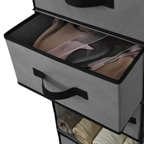 GRANNY SAYS Hanging Closet Organizer 6 Shelves, Closet Organizers and Storage with 5 Drawers, 6 Side Pockets Closet Hanging Organizer, Hanging Storage Organizer for Closet, Baby Clothes, Gray thumbnail 7
