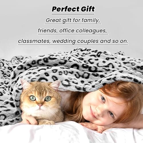 Black Leopard Throw Blanket, Soft Warm Cheetah Print Blanket for Boys Girls, Fuzzy Plush Home Room Decor for Car Seat Stroller Travel 40"x50" thumbnail 6