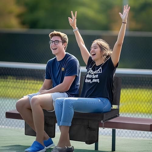 VILLEY Stadium Seats for Bleacher with Back Support, Folding Stadium Seat Cushion, Portable Bleacher Chair, Stadium Chair for Sports Events, Black thumbnail 2
