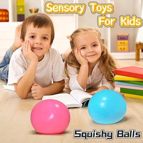 Giant Squishy Stress Balls for Kids and Adults - 4-Inch Jumbo Squishy Toys Dough Stress Ball, Stretchy Squeeze Fidget Toys for Boys, Girls, Birthday Gift, Easter Basket Stuffers (Pink) thumbnail 7