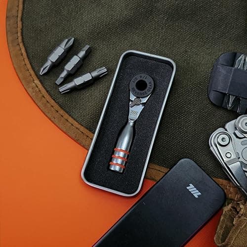 711L Mini Ratchet Wrench DUO - One of the World's Smallest 1/4" Ratchet Wrench For Tight Spaces - For Flat (32mm) and Standard (25mm) Double-ended Bit thumbnail 6