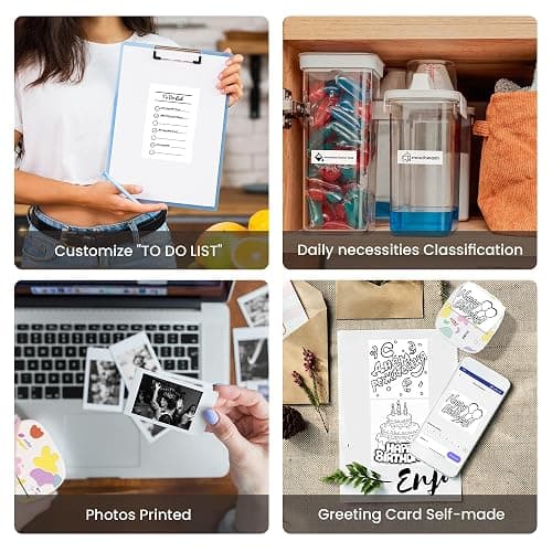 XenGro Mini Sticker Printer AHM2, Mini Thermal Printer with 3 Rolls Paper, Portable Bluetooth Inkless Printpods, Pocket Label Maker Suitable for Creative Kids DIY, Diaries, Photos, Study Notes -White thumbnail 6