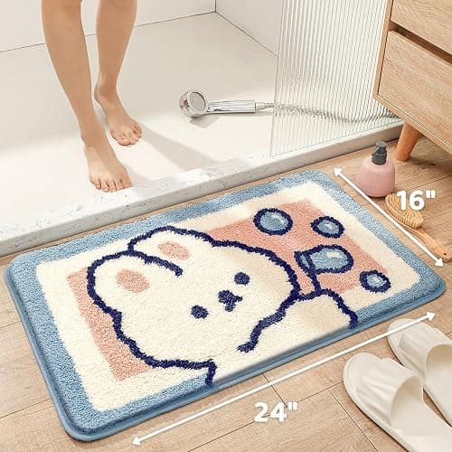 Molesun Rabbit Bathroom Mat, Extra Soft and Absorbent Cute Bath Rugs, Machine Wash Dry, Animal Non-Slip Carpet Mat for Tub, Shower, and Bath Room, 16" x 24" thumbnail 3