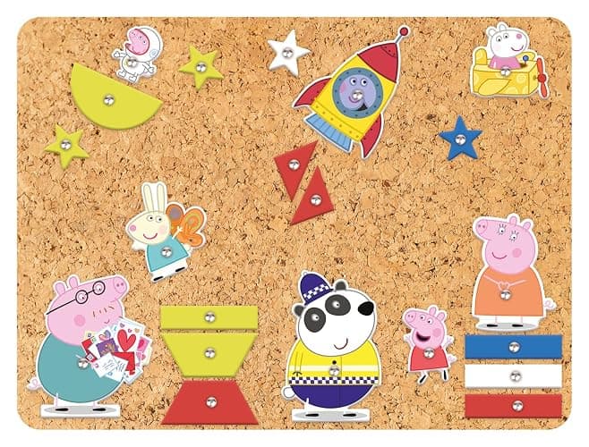 Lena® Hammerspiel Peppa Pig – Kreatives Set mit 44 bunten Plättchen, Hammer, Nägeln und Korkplatte, ab 3 Jahren thumbnail 4