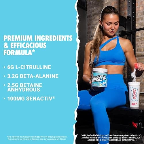 GHOST Legend Pre-Workout Powder, Sonic Ocean Water - 30 Servings – Pre-Workout for Men & Women with Choline, L-Citrulline, & Beta Alanine for Energy & Focus thumbnail 4