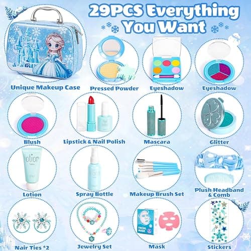 Hohosunlar Frozen Pretend Makeup for Toddlers Toys 3-5, Fake Play Make Up Pretend Play Princess Frozen Toys for Girls, Christmas Birthday Princess Gifts Toys for 3 4 5 6 7 8 Year Old Girls Kids thumbnail 2