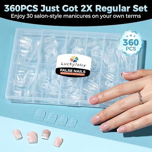 Extra Short Square Nail Tips: XS Short Nail Tips 360PCS Fake Nails 12 Sizes Soft Gel Pre-Shaped Acrylic Clear Square Press on Nails Tips for Nail Extension Home DIY Salon thumbnail 8