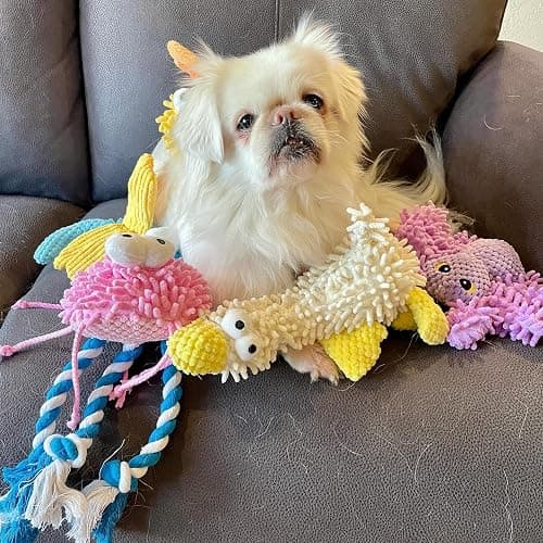 Nocciola 5 Packs Squeaky Dog Toy Plushies, Cute Soft Squeak Crinkle Plush Stuffed Durable Pet Animal Chew Puppy Toys for Small Meidum Large Breed thumbnail 8