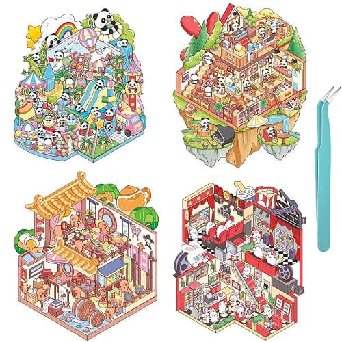 DIY 3D House Sticker Book for Teens & Adults - 4 Reusable Waterproof Therapy Scene Sets, Creative Stress Relief Craft Kits for Anxiety, Home Decor & Art Projects (Fun Indoor Activity) - Image 1