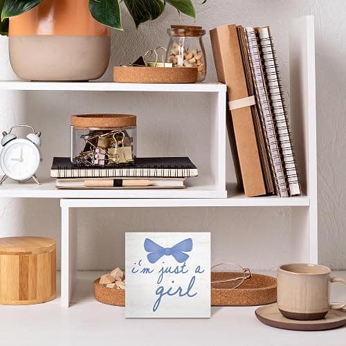 CUANFDDSF Trendy Blue Bow Coquette Room Decor Wooden Box Sign, Coquette Party Decor, Girls Room i’m Just a Girl Girly Bowknot Signs for Home Dorm Wall Desk Shelf Tabletop Decoration 5X5In thumbnail 7