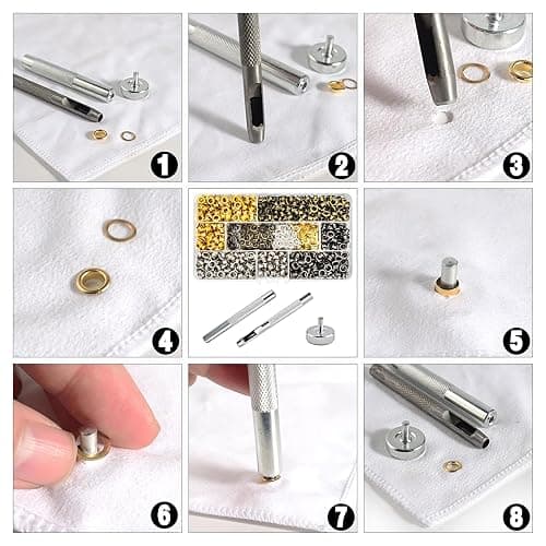 YHNTGB 600Pcs 3/16inch Metal Eyelets Grommets Kit with 3 Pieces Installation Tool and Storage Box for Shoes Clothes Crafts Bag DIY Project 4 Colors thumbnail 7