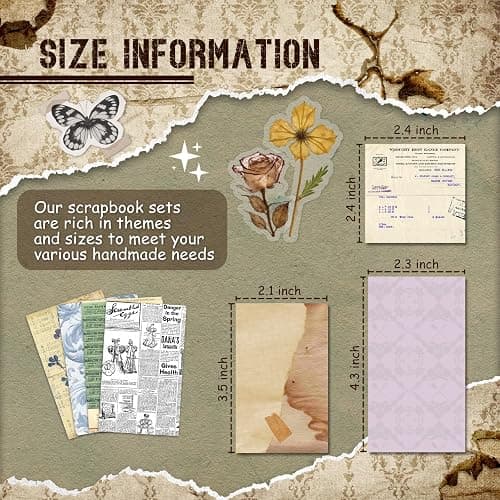 slapaflife 450 PCS Vintage Scrapbook Supplies Junk Journal Supplies, Scrapbook Supplies Kit Include Flowers for Scrapbooking, Planner, Craft Supplies thumbnail 2