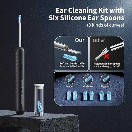 Ear Wax Removal, Ear Cleaner with Camera and Light, FSA - HSA Eligible, Ear Wax Removal Tool Camera with 1080P, Ear Cleaning Kit with 6 Spoons, Ear Camera for iOS & Android (Black) thumbnail 3