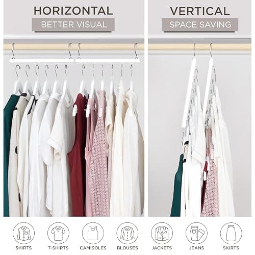 MORALVE Space Saving Hangers for Closet – 4 Pack European Beechwood 6-Tier Shirt Organizer with 360° Swivel Hook – Collapsible Clothes Hanger for Closet Organization (Hangers Not Included) thumbnail 4
