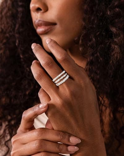 TOBENY Gold Engagement Rings for Women Non Tarnish Stackable Wedding Bands | Cubic Zirconia Sterling Silver Ring, Dainty Promise Love Eternity Stacking Thumb Ring Set, Gold Bridal Rings, Size 6 7 8 9 10 thumbnail 8