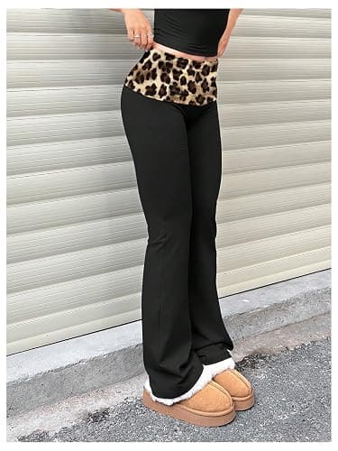 SHENHE Women's Fold Over Flare Leggings High Waisted Bootcut Gym Workout Yoga Pants thumbnail 4