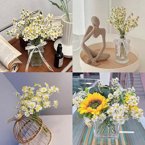 Smalldu Small White Daisy Flowers Artificial,2 Bouquet/12Pcs 10 Inch Fake Daisies,Spring Wild Flower for Party Decor (Vase Not Inclouded) - 2 thumbnail 4