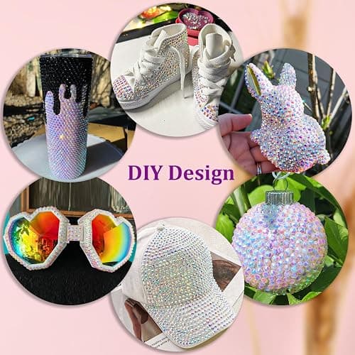 30000Pcs White AB Rhinestones for Bedazzling with B7000 Jewelry Glue, Bedazzler Kit Flatback Gems, Resin Rhinestones for Crafting Crafts Clothing Shoes Fabric Nail Art Assorted Size 2/3/4/5/6mm thumbnail 4