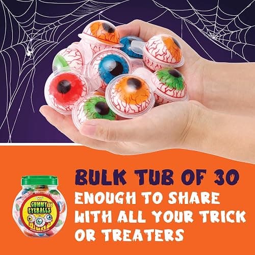 30 Gummy Eyeballs, Spooky Halloween Eyeball Candy in 4 Flavors, Soft Gummies with Jelly Filling, Individually Wrapped, By 4YoreElves (19 oz) thumbnail 7