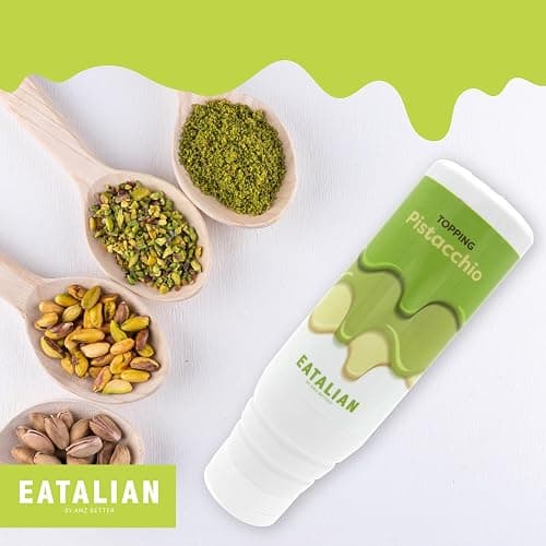 EATALIAN by AMZ BETTER Pistachio Flavoured Topping, Sweet Protein Cream in 300 gr Squeezer, Made in Italy, Pistachio Sauce Ideal for Decorating Ice Cream, Desserts and Dubai Chocolate thumbnail 4