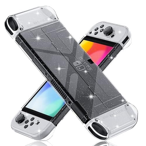 [Improved Version] Dockable Clear Case for Nintendo Switch OLED 2021, FANPL Protective Case Cover for Switch OLED and Joy Con Controller - Strong and Durable, Not Easy to Fall Off (Glitter) - Image 1