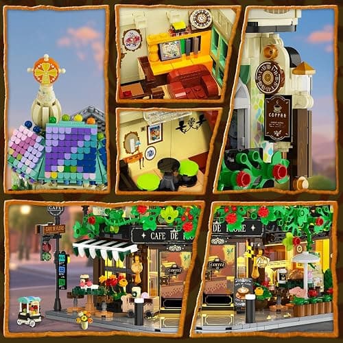INSOON Flower Cafe House Building Set with Lights, 1876 PCS City Street Corner Shop Construction Model, Art Architecture Modular Building Block Kit Home Decor, Gift for Adults Teens Boys Girls 12+ thumbnail 6