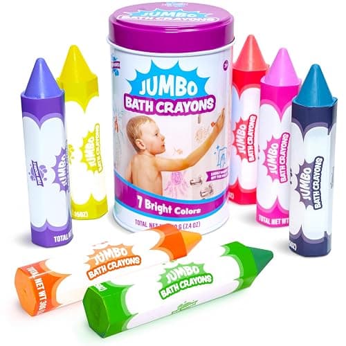 Tub Works® Smooth™ Jumbo Bath Crayons Bath Toy | Nontoxic, Washable Bath Crayons for Toddlers & Kids | Unique Formula Draws Smoothly & Vividly on Wet & Dry Tub Walls | Large, Easy-Grip Bathtub Crayons - Image 1