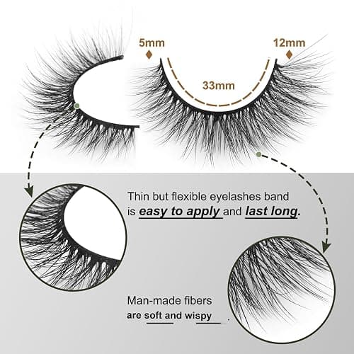 Lashes Natural Look Wispy Fasle Eyelashes 12mm Short Faux Mink Eyelashes Cat Eye Natural Strip Lashes Pack by Zegaine 16 Pairs thumbnail 2