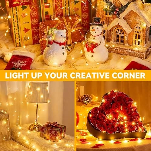 Twinkle Fairy Lights 8 Modes with Remote and Timer 33ft 100LED | USB Plug in String Lights Waterproof String Lights for Bedroom Indoor Wreath Party Wedding Christmas Decoration, Warm White thumbnail 3
