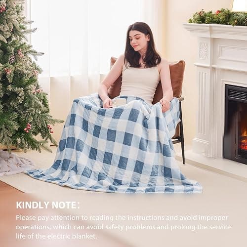 Homemate Electric Blanket Heated Throw - 50“x60“ Ultra Soft Cozy Flannel Heating Blanket with 10 Fast Heat Levels 8 Hours Auto Off Over-Heated Protection ETL Certification Keep Warm in Home Office thumbnail 7
