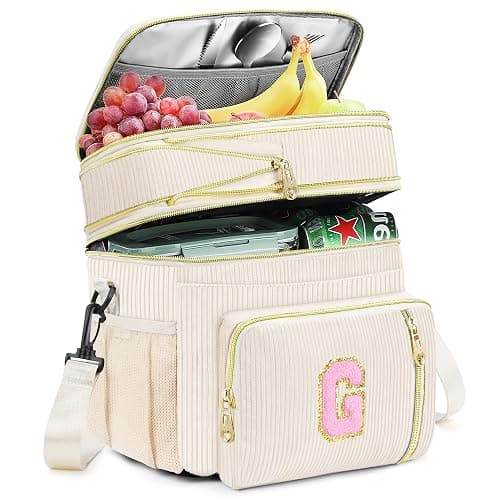 Personalized Initial Lunch Box for Women, Insulated Lunch Bag 16L Leakproof Cooler Lunchbox, Valentine’s Day Adult Lunch Bag with Strap Gifts for Women, Wife, Mom & Friends for Work, Picnic, Travel G - Image 1