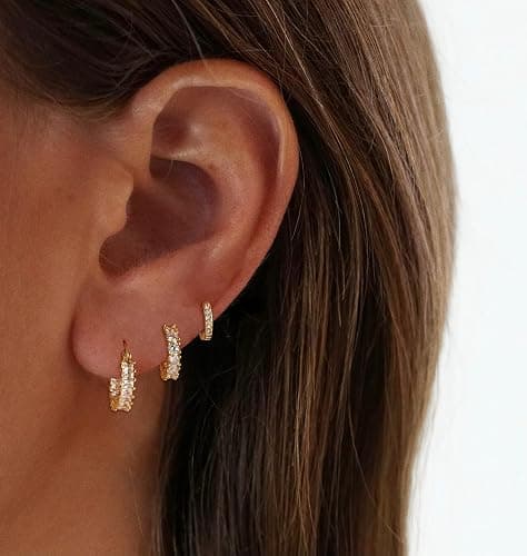 VIROMY Gold/Silver Hoop Earrings for Women Trendy,14K Real Gold Plated Cute Stud Earrings Small Huggie Hoop Earrings non tarnish Jewelry for Women thumbnail 2