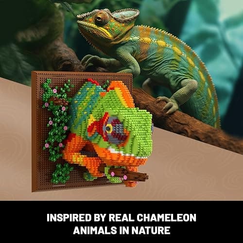 Chameleon Animal 3D Wall Art Micro Mini Building Blocks Set for Adults, Unique Home Wall Decor or Table Display, No Compatible with Lego, Ideal Birthday Christmas Toy Gift for Teens (2688 PCS) thumbnail 4