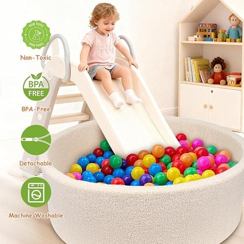 MEOGETY Kids Foam Ball Pits for Toddlers Babies Dogs Cats, Soft Infant Baby Ball Pit Pool for Girls and Boys Gifts, (Balls NOT Included) Imitation Teddy Colours thumbnail 6