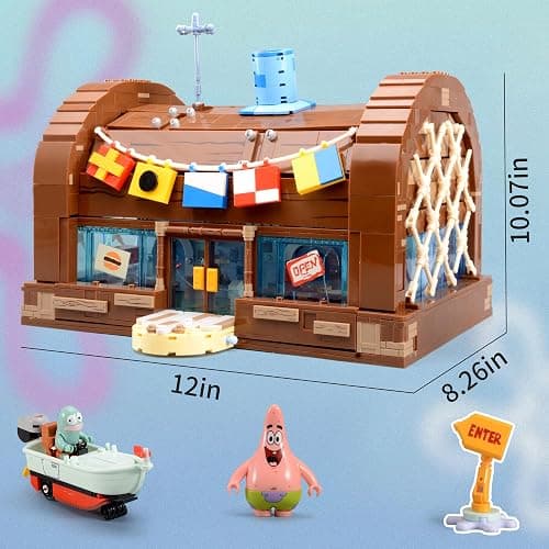 Toy Building Brick Blocks Toys Sets Display Box kit Action Figures Pineapple House Patrick Stone Star Home for Boys and Girls Kids Age 2-4, 3-5, 5-7, 8-12 Fans STEM Gift (2718 pcs) thumbnail 3